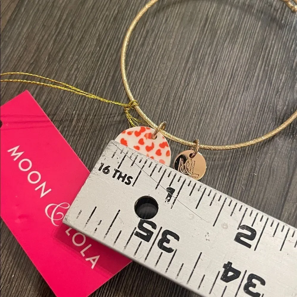 Moon & Lola Gold Bracelet with White Disc with Red Heart Details Valentine’s Day